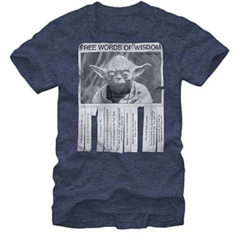 Star Wars Yoda Free Words of Wisdom Blue Graphic T-Shirt Size Large Unisex